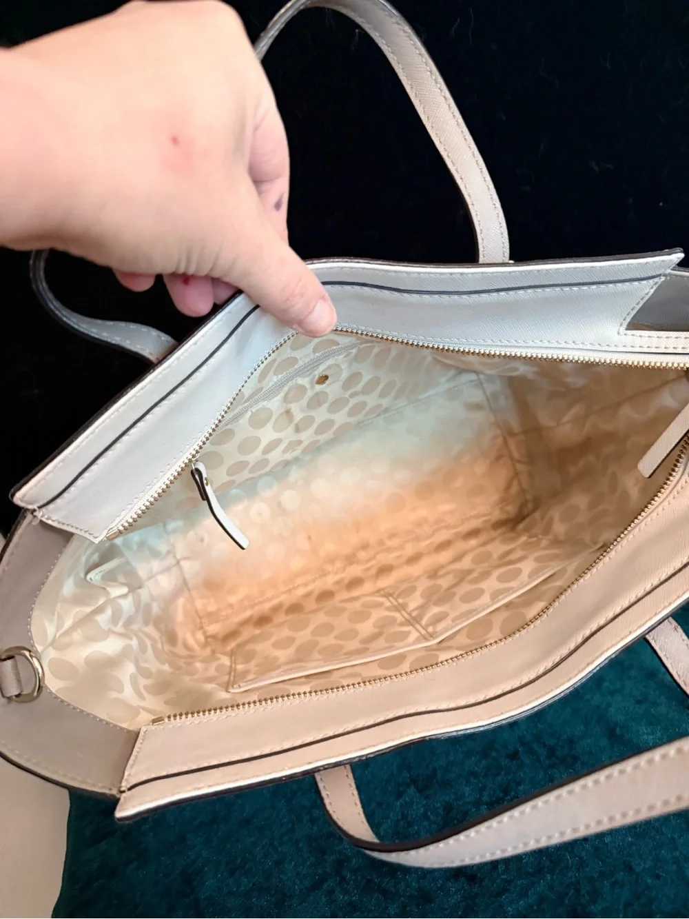kate spade Cream Saffiano Leather Satchel with Removable Strap